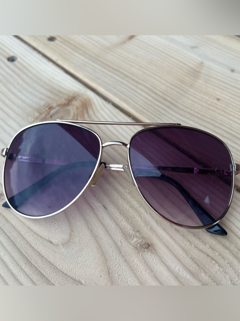 Lucky Brand Gold Frame Aviator Sunglasses with Purple Lenses